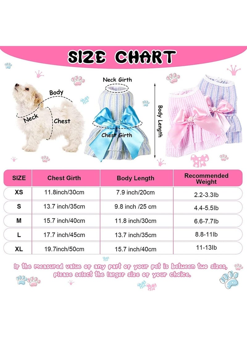 ChicAbode 4 Pieces Dog Dresses, for Small Medium Dogs Puppy Clothes, Summer Princess Pet Dresses, Girl Female Doggie Tutu Skirt Apparel, for Chihuahua Yorkies Pup Cat Outfit(X-Small) - Image 2